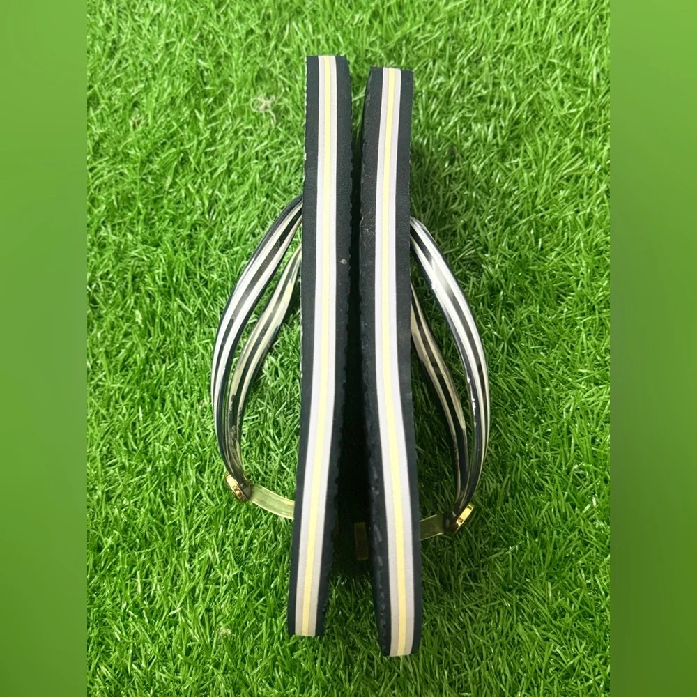 Tory Burch Black and Gold Flip Flops Size 5.5/6‎